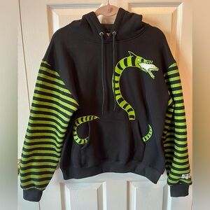 Beetlejuice The Musical Vibrant Black and Green Striped Hoodie 🖤💚